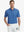 Model in BLUE Jacquard Polo posing with golf club — active and athletic on the front view