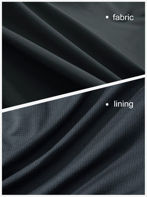 Close-up texture of dark grey high waist built-in short a-line golf skirt with 5 pockets fabric showing weave detail.