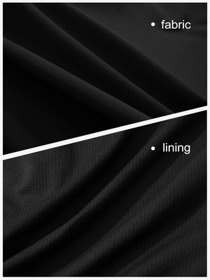 Close-up texture of black high waist built-in short a-line golf skirt with 5 pockets fabric showing weave detail.