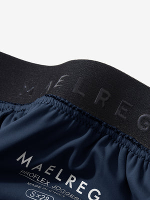 Inside view of waistband on navy women's lightweight athletic sweatpants