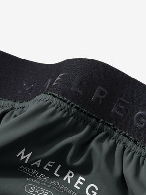 Inside view of waistband on dark grey women's lightweight athletic sweatpants