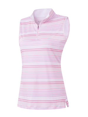 3d rendering of pink purple stripes women's sleeveless q-zip print quick dry golf tops