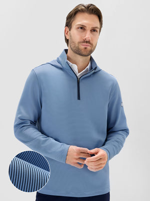 Pin-Stripe Quarter Zip with Hood