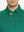 Model front view from nose to chest in GREEN Elegant Performance Jacquard Polo