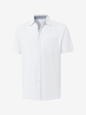 3d rendering of white cool print plain button up shirts