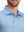 Front view from nose to chest of model wearing blue white abstract maze premium ribbed collar print polo shirts
