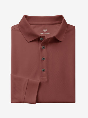 Solid Stretch Cotton Pique Long Sleeve Polo Shirts