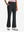 Front lower body shot of model wearing black women's high waist stretch golf pants with pockets