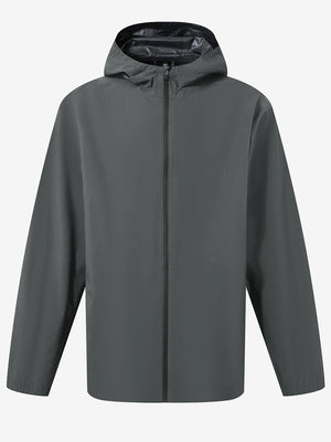 3d rendering of dark grey waterproof lightweight rain jacket with hood