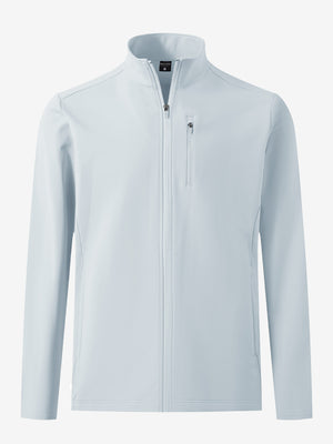 Lightweight casual fleece jacket with 5 pockets in misty grey, front 3d view showing clean lines