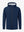 Water-resistant heat-tech softshell winter jacket with hood in navy, clean 3D front view.