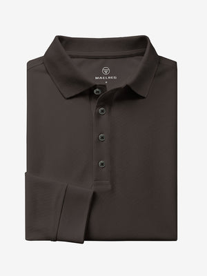 Solid Stretch Cotton Pique Long Sleeve Polo Shirts