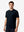 Front upper body view in  navy of men's short sleeve slim fit roma knit t-shirt.