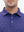 Front view from nose to chest: model in PLUM BLUE STRIPE polo, rich plum and blue stripes for elegant style