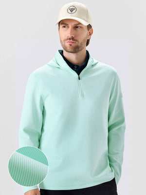 Pin-Stripe Quarter Zip with Hood