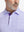 Close-up from nose to chest, showing collar and fabric pattern detail of the purple wine glass polo shirt.