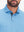 Front view from nose to chest in blue heather of performance heather contrast collar polo shirts.