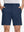Front lower body shot of model wearing dark blue flat front flex cotton blend golf shorts