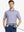 MAELREG Men's Performance Jersey Print Polo in Blue White Oval – front half-body with golf pose