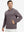 Model front view with one hand in side pocket wearing warm fleece golf hoodies pullover dark red.
