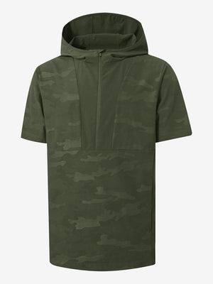 Sudaderas con capucha Q-Zip de manga corta en relieve resistentes al agua