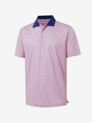 3D render of pink golf club premium ribbed collar print polo shirts