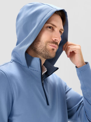 Pin-Stripe Quarter Zip with Hood