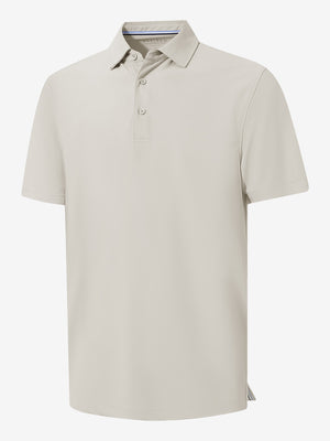 3d rendering of oyster gray dry fit waffle textured collared golf shirts