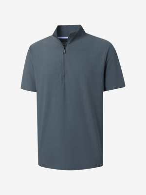3D render of dark grey waffle texture 1/4 zip pullover