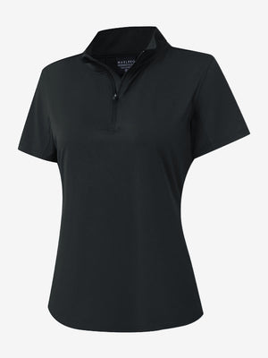 3d rendering of black women's breathable 1/4 zip pullover golf shirts