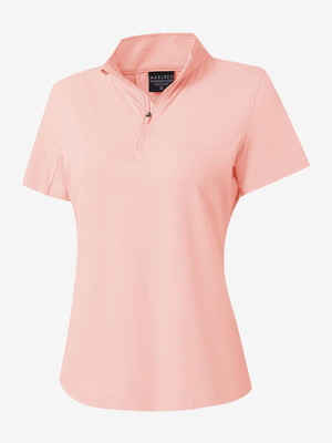 3d rendering of coral powder women's breathable 1/4 zip pullover golf shirts