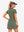 Back upper body view in mossy stone of women's lightweight golf dress with 2 pockets.