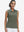 Front upper body shot of model wearing mossy stone women's athletic quarter zip tank tops