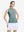 Front upper body shot of model wearing dusty blue women's moisture-wicking mock neck sleeveless golf tops