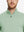 Model front half-body view pulling zipper slightly on quarter zip melange pullover beryl green melange.