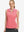 Front upper body shot of model wearing pink women's athletic quarter zip tank tops