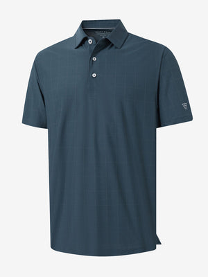 3d render of dolphin grid performance reflective checked collar golf shirt