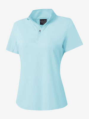3d rendering of light blue women's breathable 1/4 zip pullover golf shirts