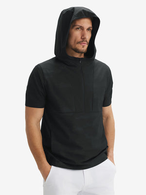 Sudaderas con capucha Q-Zip de manga corta en relieve resistentes al agua