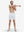 Front full body shot of model exercising in white 4 way stretch breathable workout athletic shorts