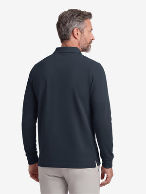 Solid Stretch Cotton Pique Long Sleeve Polo Shirts