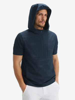 Sudaderas con capucha Q-Zip de manga corta en relieve resistentes al agua