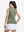 Back upper body shot of model wearing mossy stone women's moisture-wicking mock neck sleeveless golf tops
