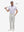 Front full body shot of model wearing light gray straight fit lightweight dress golf pants