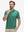 Front half-body shot of model wearing the golf vacation 4 way stretch print collared polo shirt for a casual sporty look