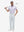 Front full body shot of model wearing newport blue straight fit lightweight dress golf pants