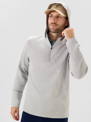 Pin-Stripe Quarter Zip with Hood