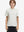 Front upper body of model wearing kids stylish stripe polo shirts, playful stripes with beige stripe detail