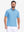 Front upper body view in blue heather of performance heather contrast collar polo shirts.