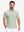 Front half body shot of model wearing moss green white comfy breathable pin-stripe texture golf polos